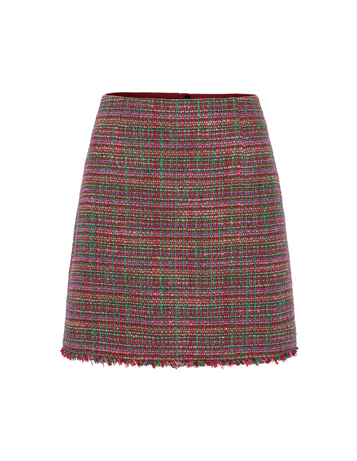 BORA AKSU Retro Mixed Colour Tweed A-Line Skirt