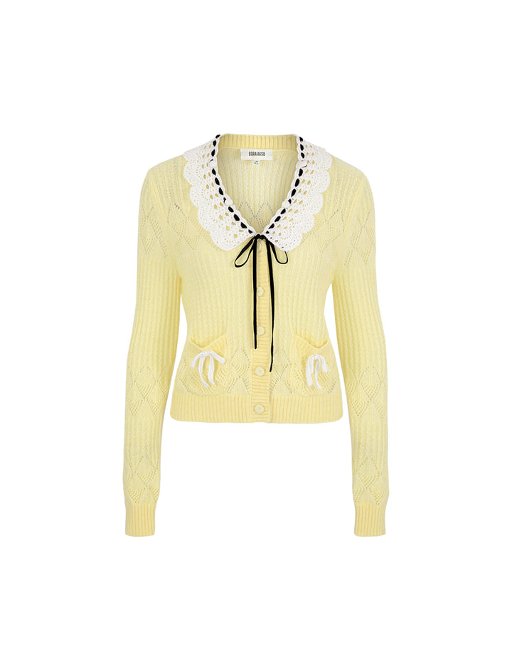 BORA AKSU Cream Mohair-Blend Knitted Cardigan