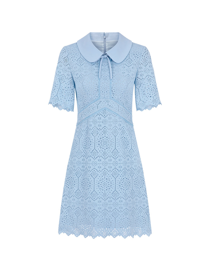 BORA AKSU Peter Pan Collar Waisted Lace Dress
