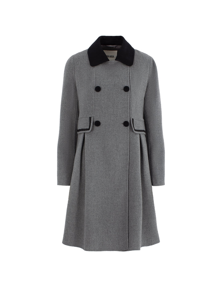 BORA AKSU Lapel Long-Sleeved Double-Breasted H-Shape Silk Wool Double-Faced Coat
