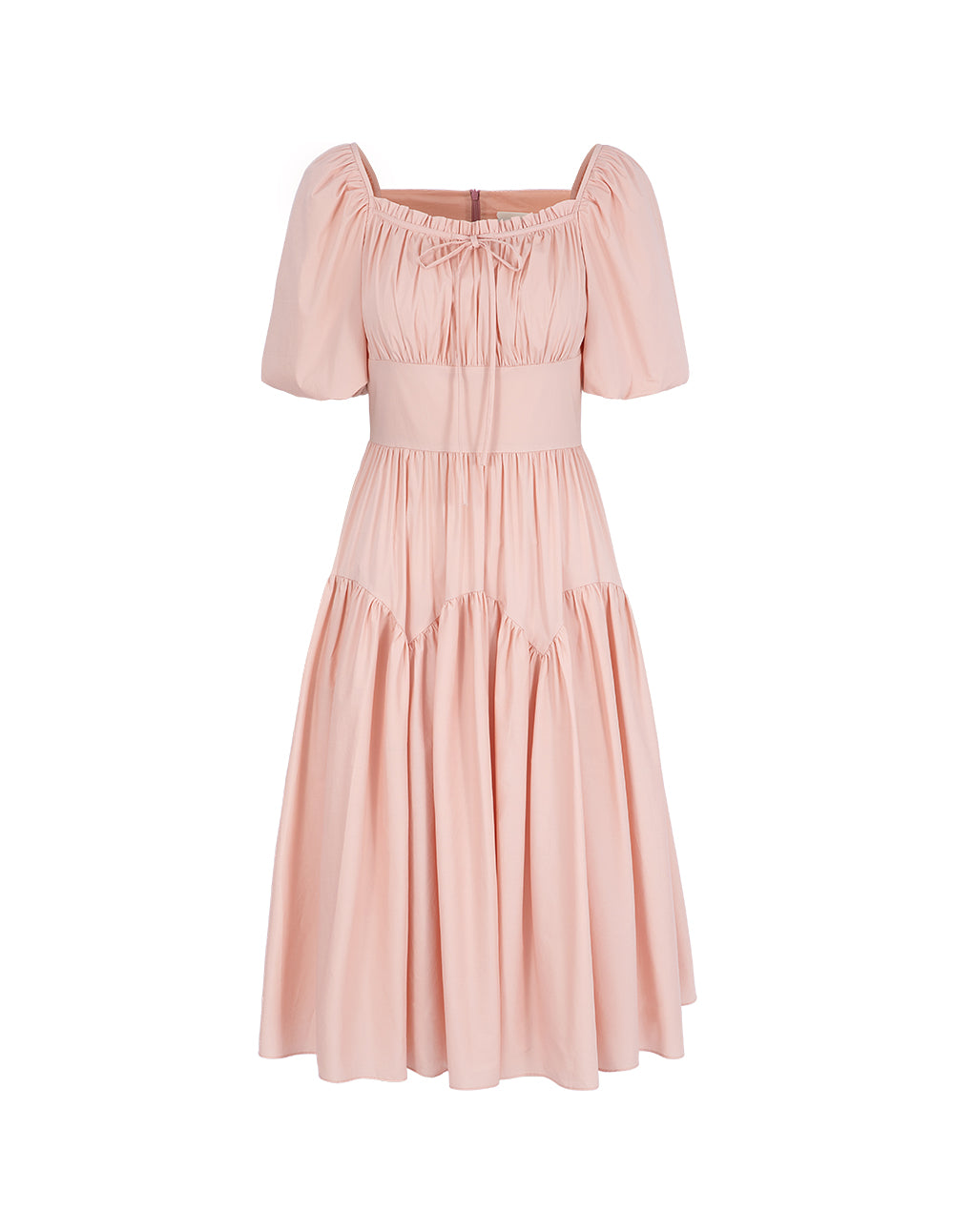 BORA AKSU Diamond Collar Pleated Short Sleeves Dress