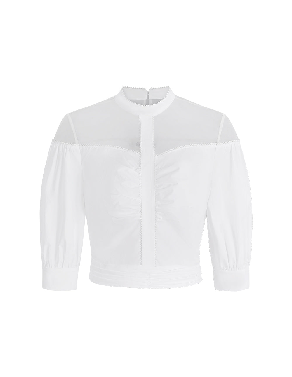 BORA AKSU Puff-Sleeved Mesh Pleated Top