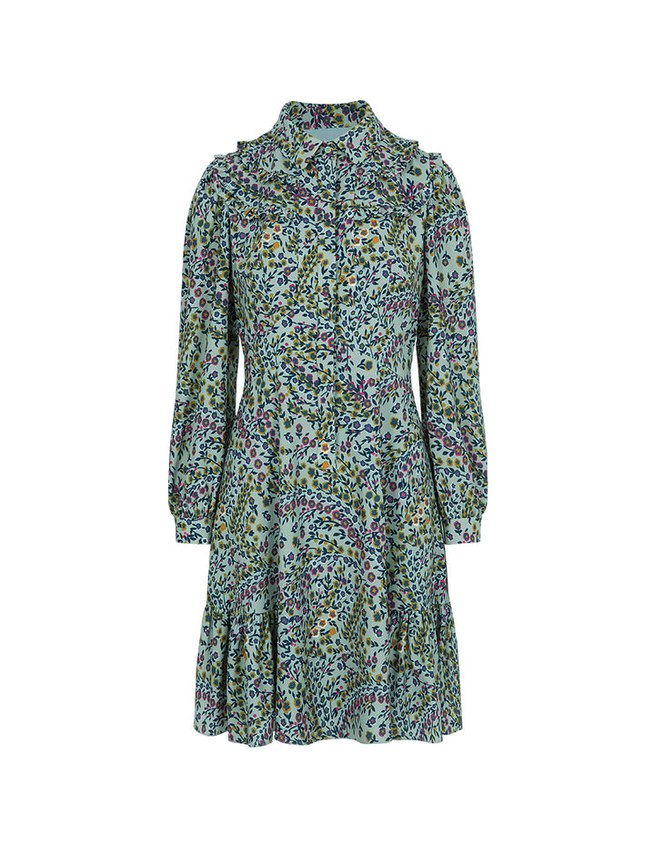 BORA AKSU Ruffle Long-Sleeve Printedmidi Shirt Dress