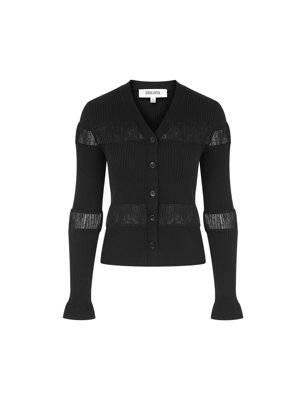 BORA AKSU V-Neck Jacquard Silk Patchwork Knit Cardigan