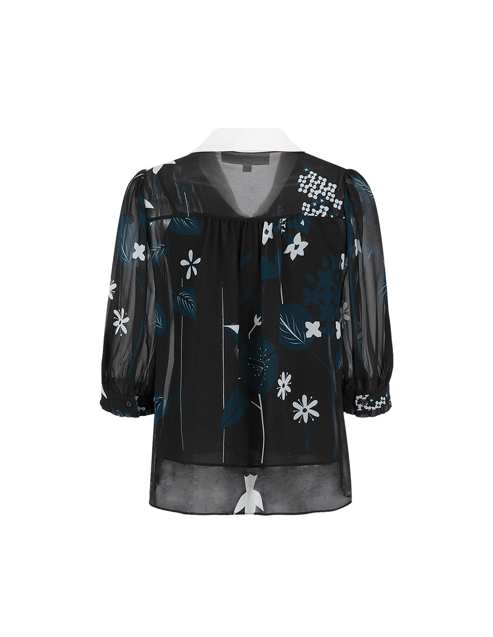 BORA AKSU Puff Sleeves, Lapel Ruffles Blouse