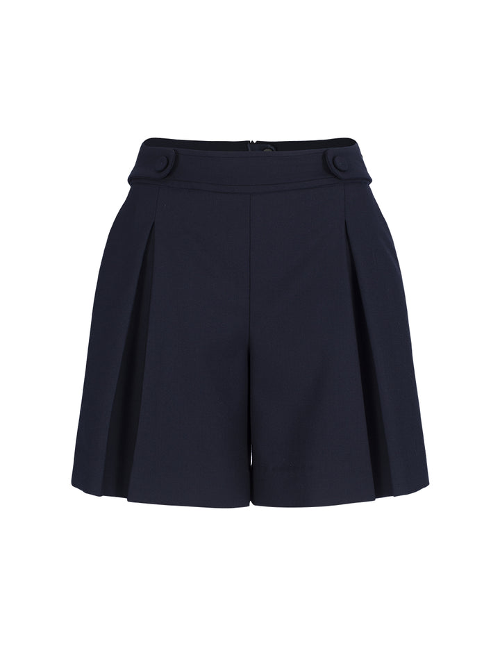 BORA AKSU High-Waisted A-Line Wool Blend Shorts