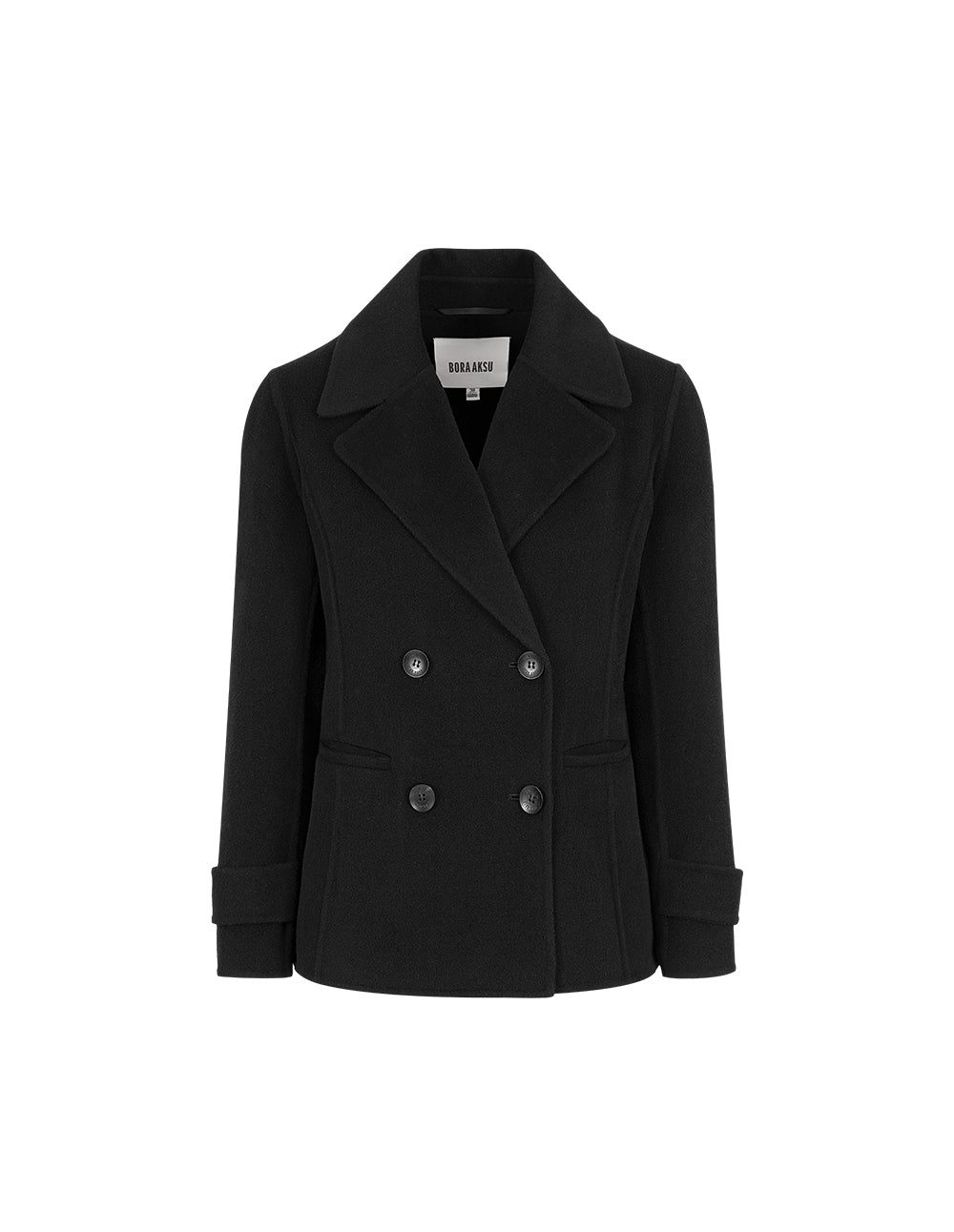 BORA AKSU Lapel Double-Breasted Waisted Wool Double-Faced Coat