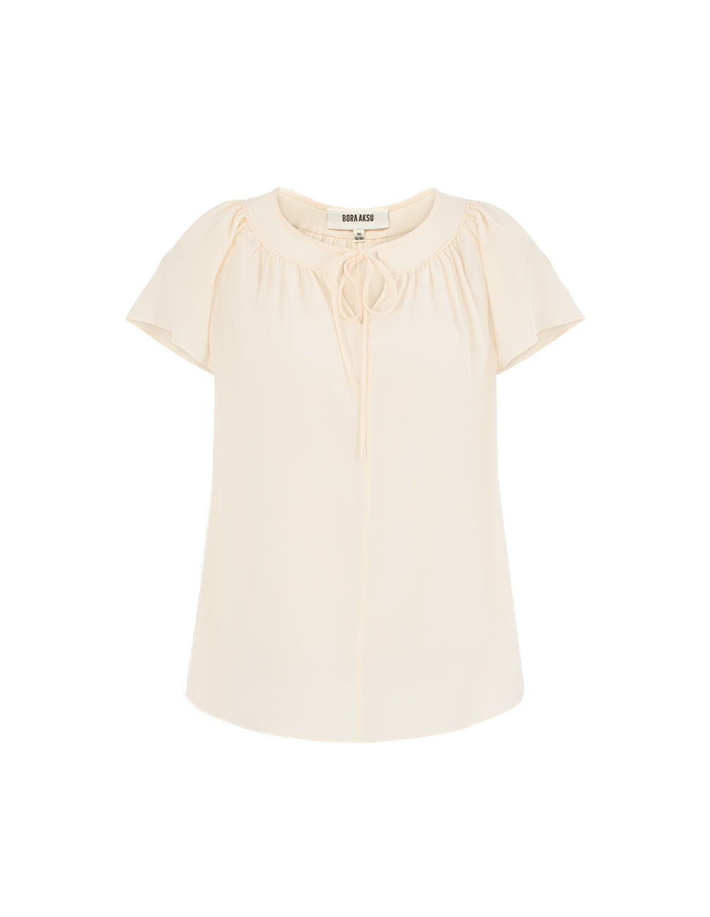 BORA AKSU Round Neck Tie Sleeveless Pleated Silk Top