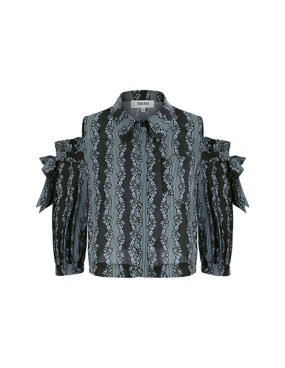BORA AKSU Lapel Off-Shoulder Printed Shirt Top