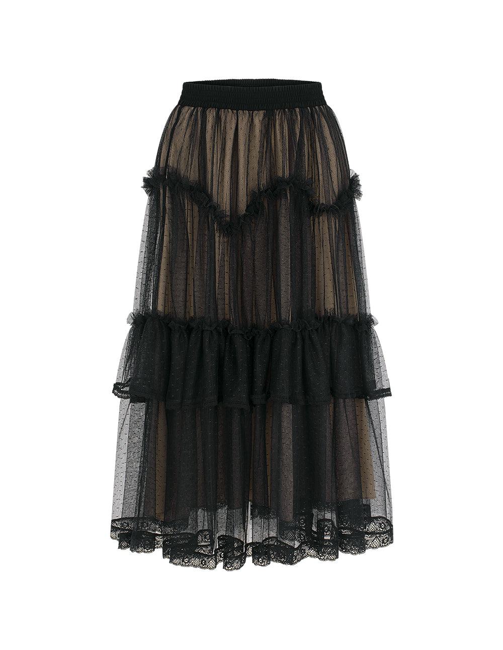 BORA AKSU Layered Ruffle Tulle Knee-length Skirt