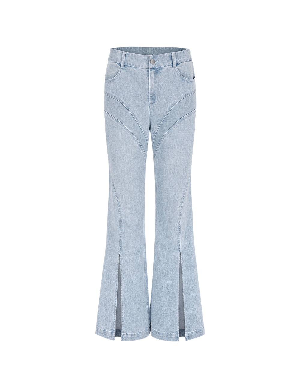 BORA AKSU Light Blue Versatile Jeans With Arc Splicing Design And Slits