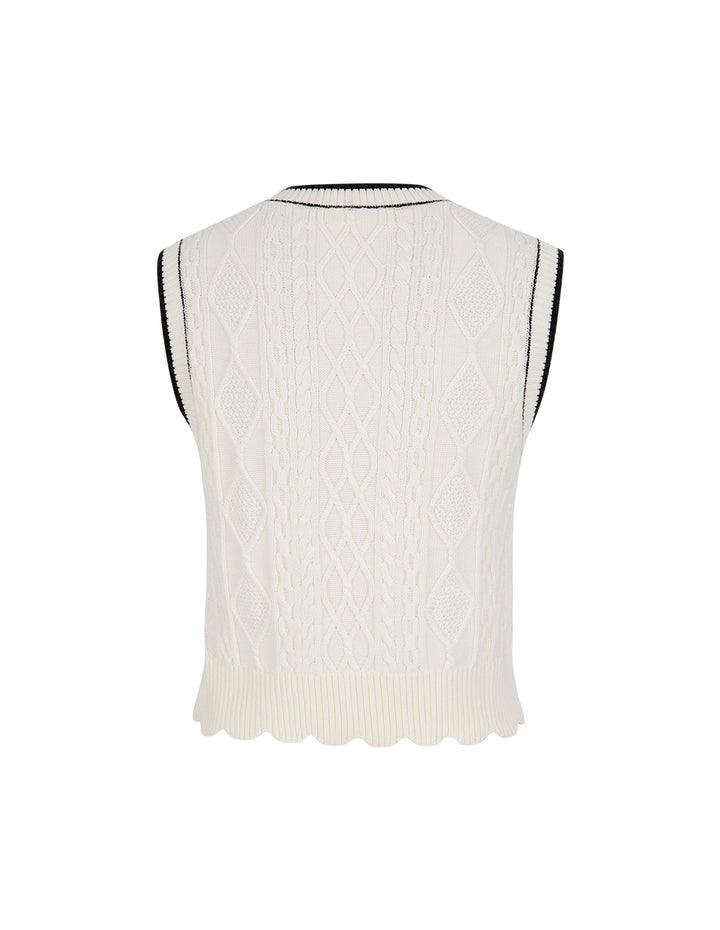 BORA AKSU Black Contrast Crew Neck Wool Vest