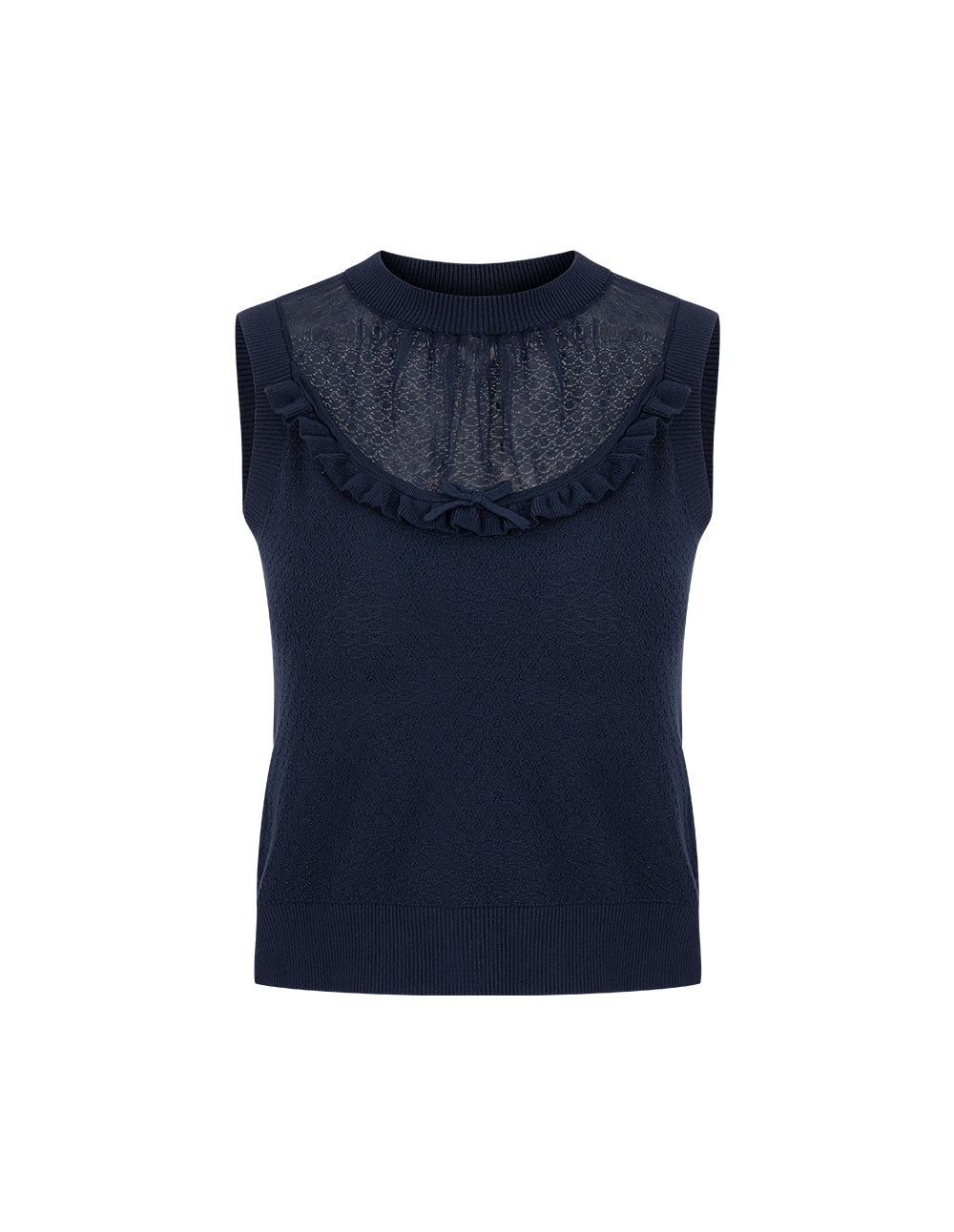 BORA AKSU Mesh Spliced Round Neck Knitted Vest