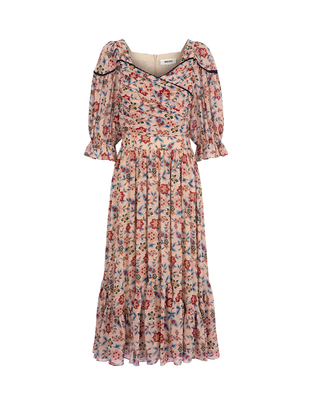 BORA AKSU French Retro Puff Sleeve Printed Dress