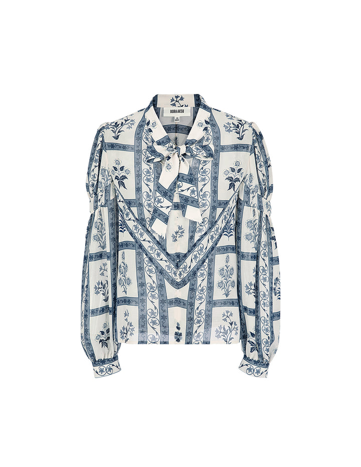 BORA AKSU Puff Sleeves And Floating Collar Printed Blouse
