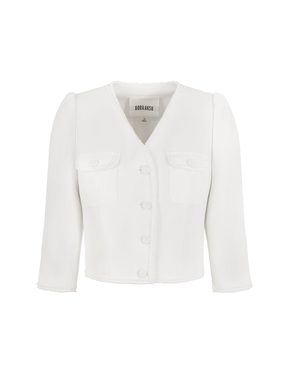 BORA AKSU Runwway Style French Puff Sleeve V-Neck Blazer