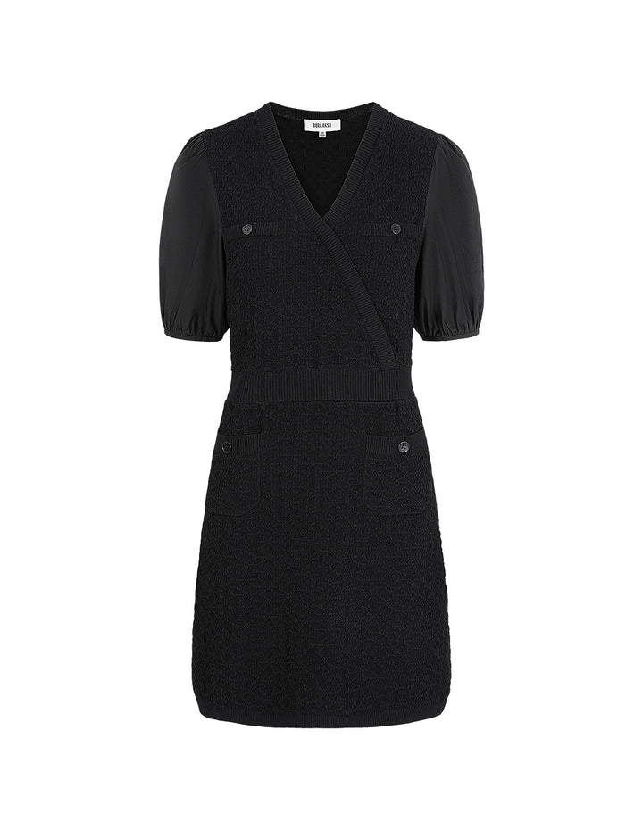 BORA AKSU Simple Puff Sleeve V-Neck Little Black Dress