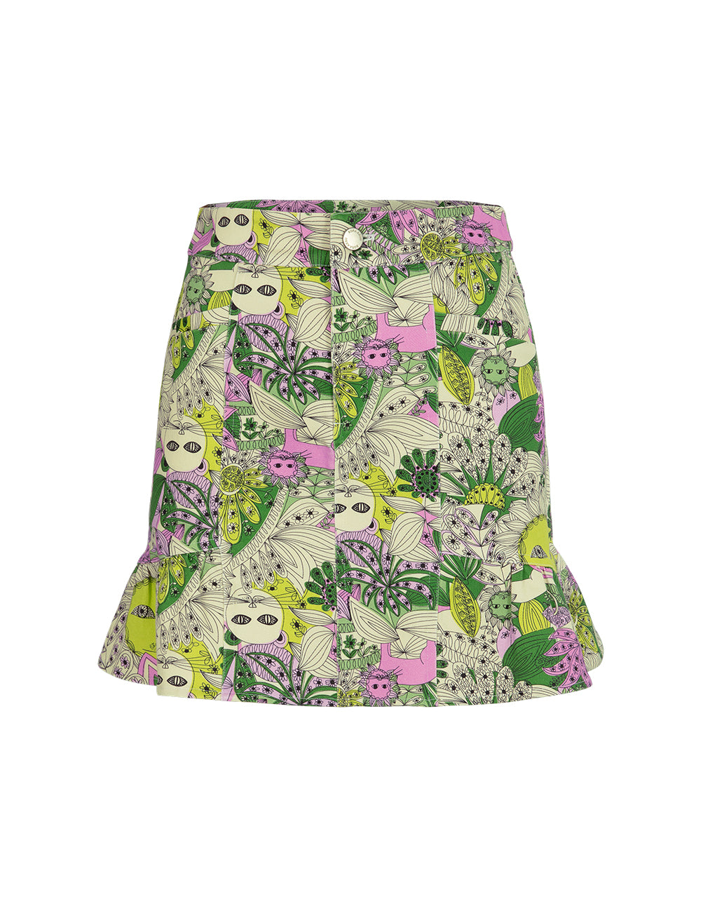 BORA AKSU Printed Slim Fit A-Line Denim Skirt