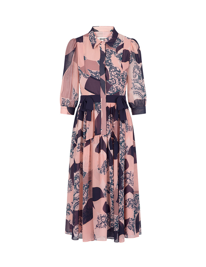 BORA AKSU Puff-Sleeved Bow-Embellished Printed Dress