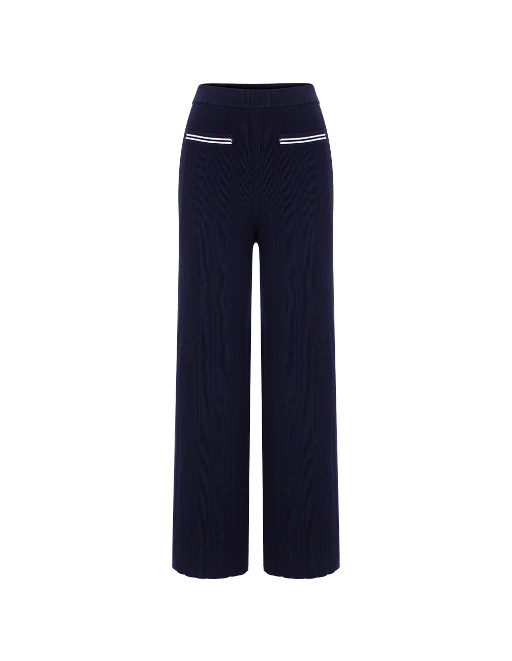BORA AKSU Navy Blue Straight Leg Wool Knit Pants