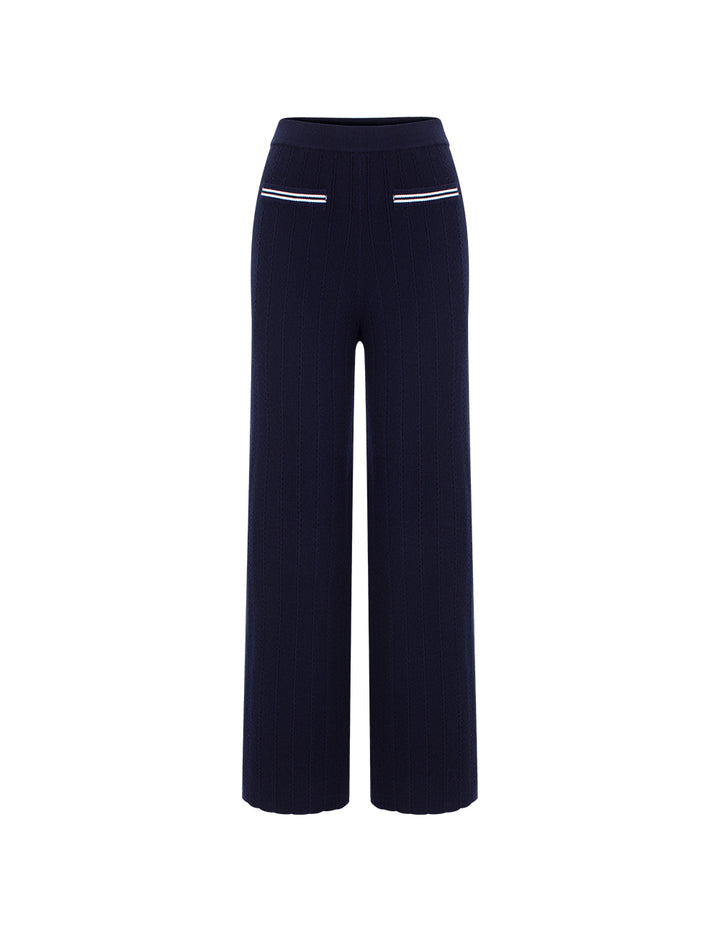BORA AKSU Navy Blue Straight Leg Wool Knit Pants