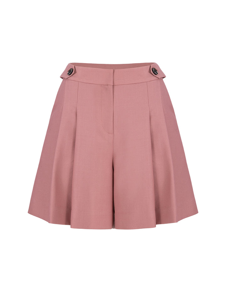 BORA AKSU Pleated Wool Buckle Shorts