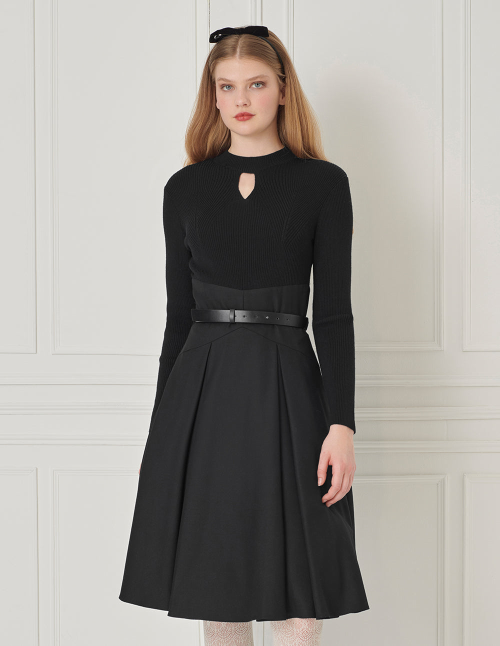 BORA AKSU Hollow Knitted Patchwork Dress