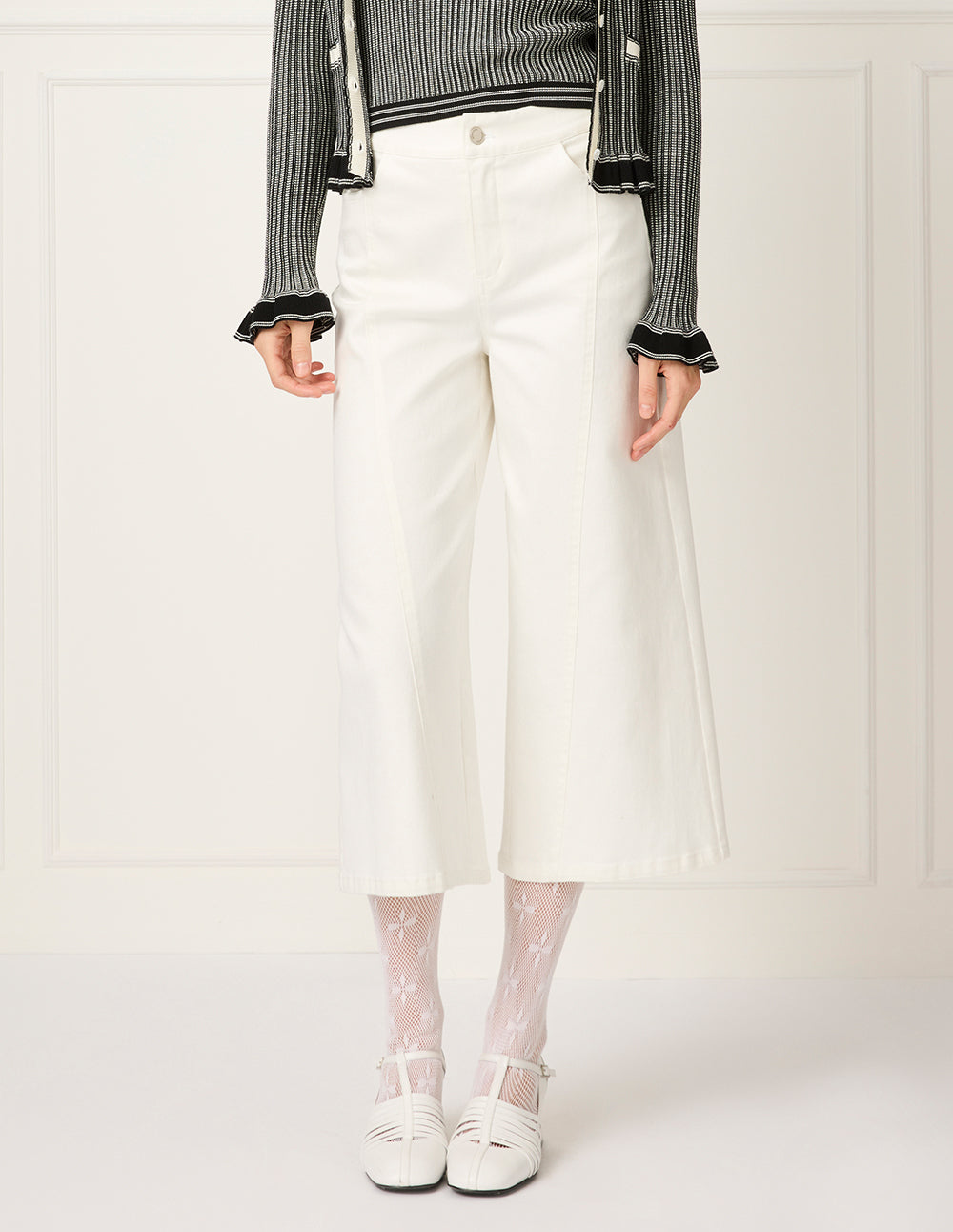 BORA AKSU Wide-Leg Straight White Denim Pants