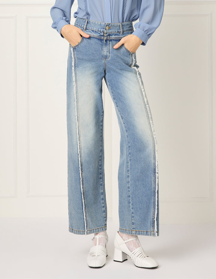 BORA AKSU Straight Wide Leg Denim Washed Jeans