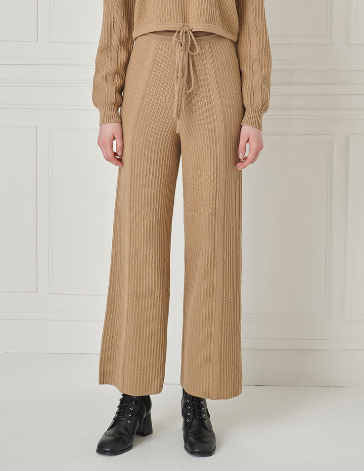 BORA AKSU Coffee-Colored Loose Wool Simple Straight Leg Pants