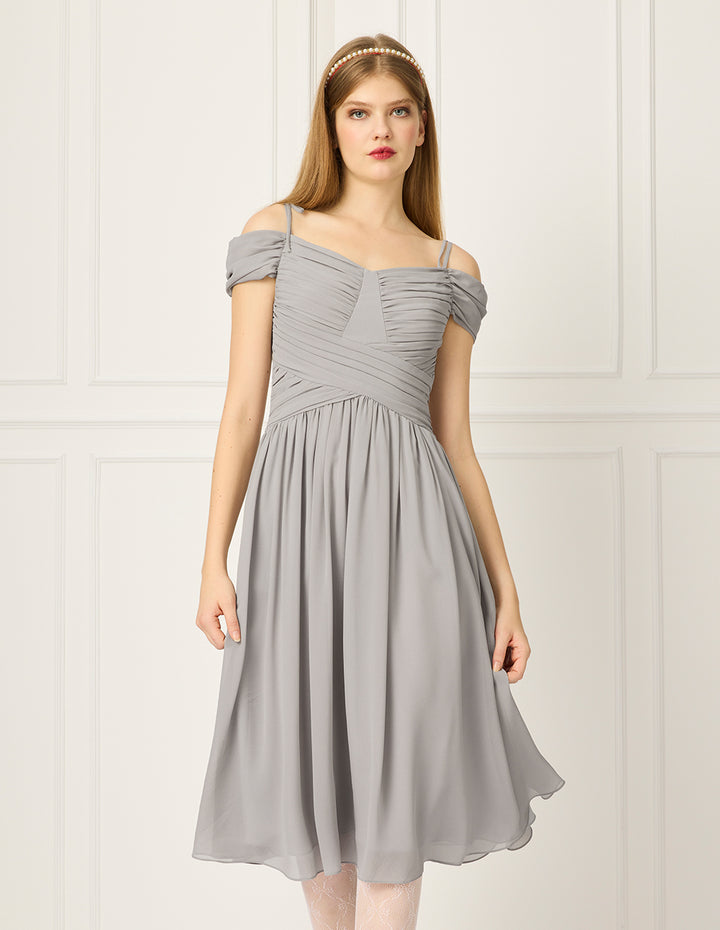 BORA AKSU V-neck Pleated Slip Midi Dress