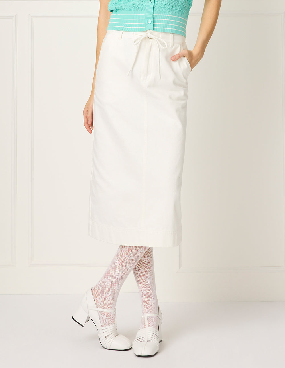 BORA AKSU Straight Knee-Length Denim Pencil Skirt