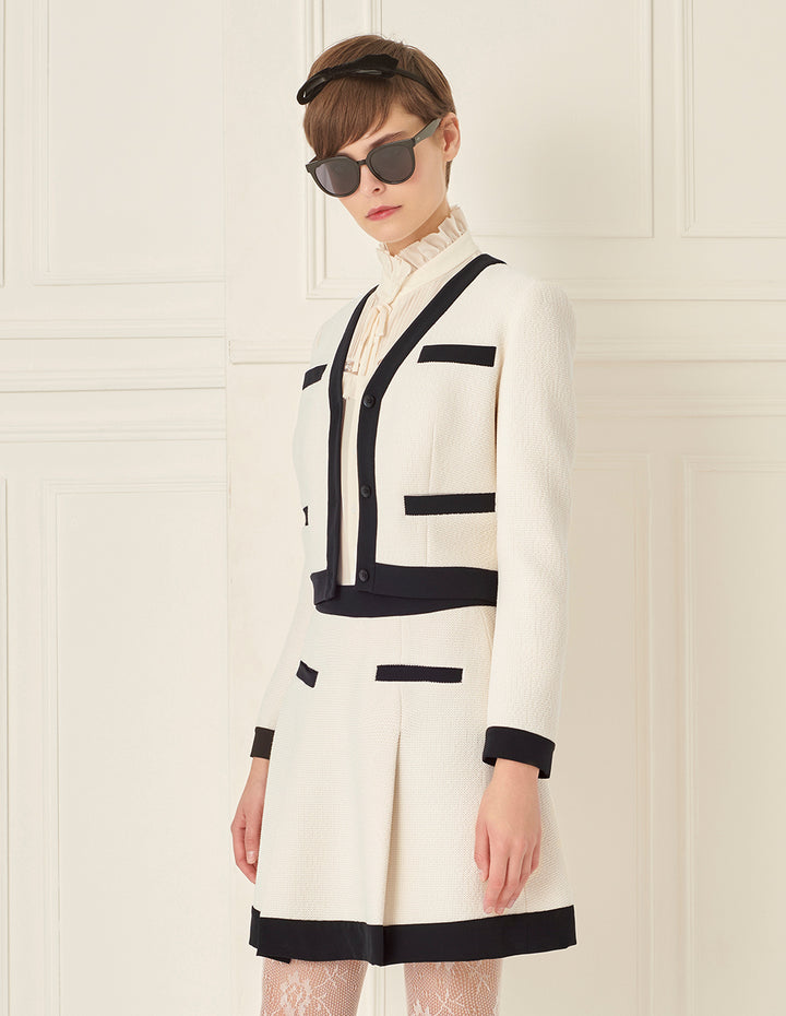 BORA AKSU Black Patchwork V-Neck Knitted Jacket