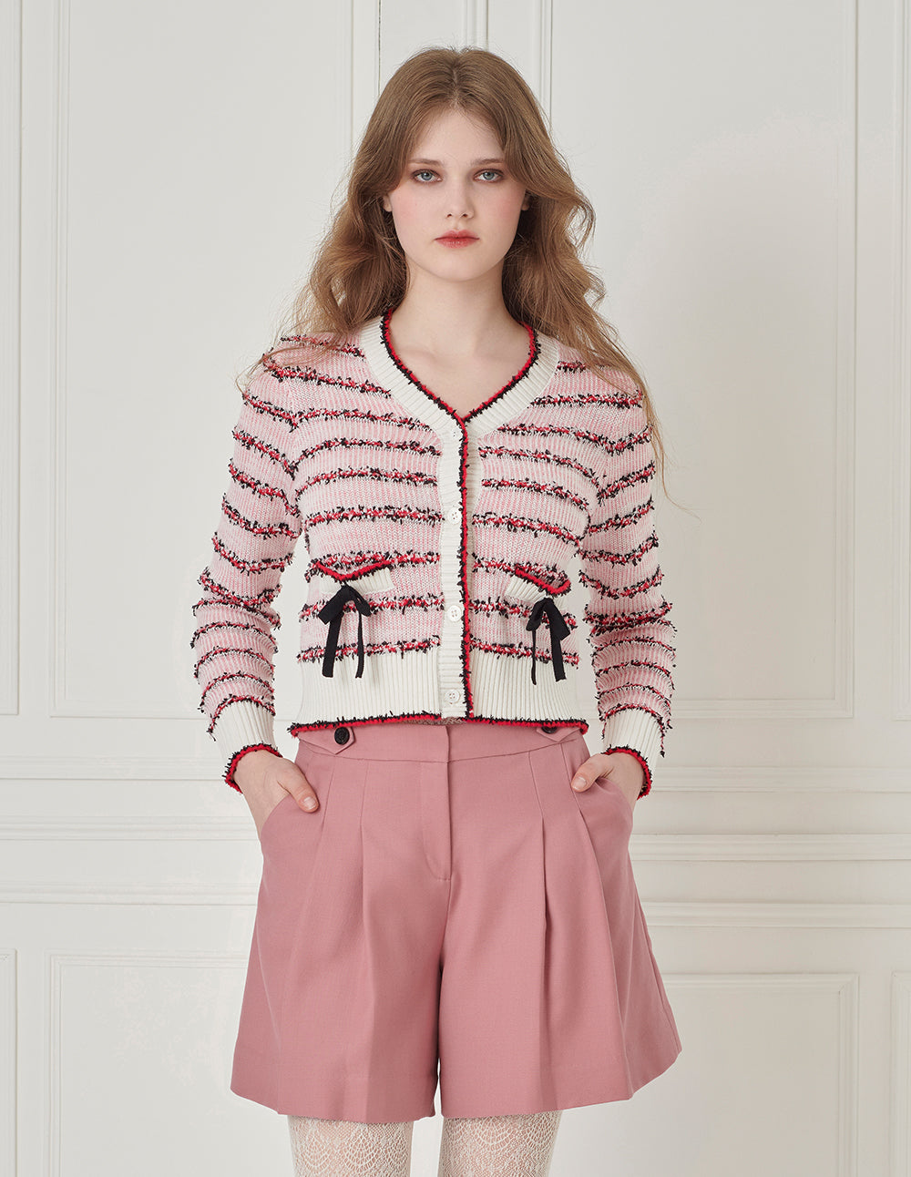 BORA AKSU Pleated Wool Buckle Shorts