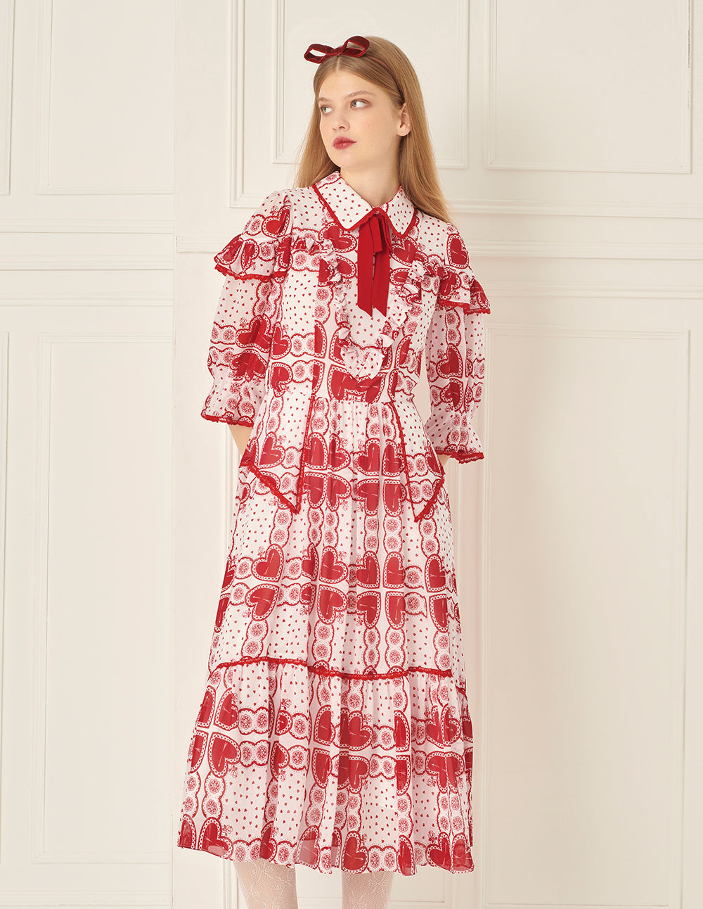 BORA AKSU Peter Pan Collar Print Dress