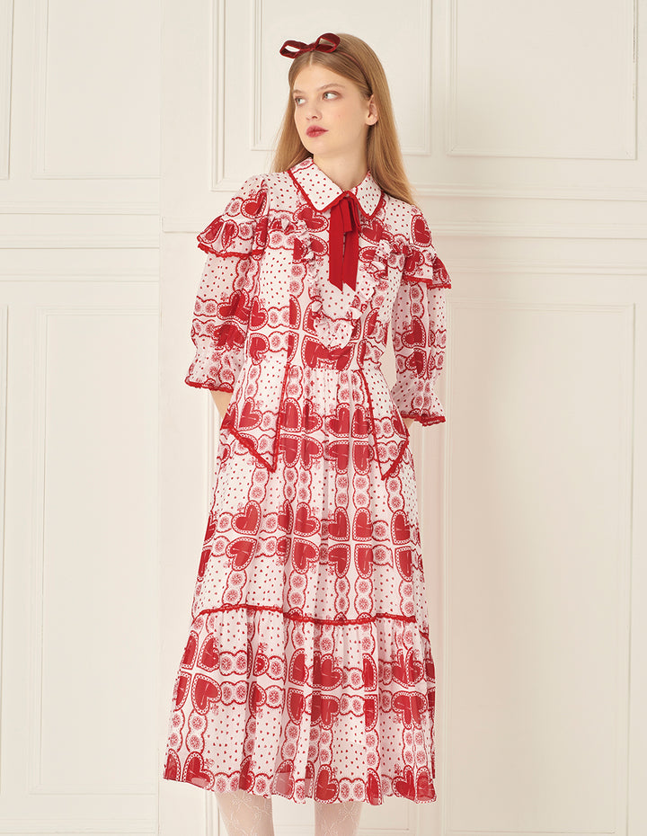 BORA AKSU Peter Pan Collar Print Dress
