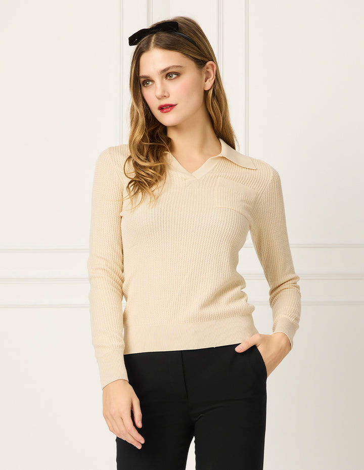 BORA AKSU V-Neck Silk Blend Striped Tweed Knitted Pullover