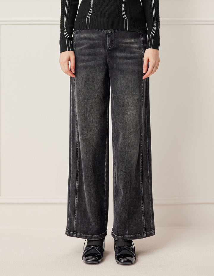 BORA AKSU High-Waisted Washed Gray Relaxed Fit Straight Leg Jeans
