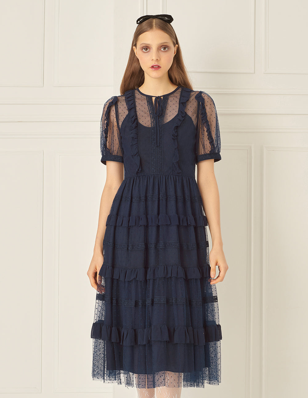 BORA AKSU Puff Sleeve Layered Lace Dress