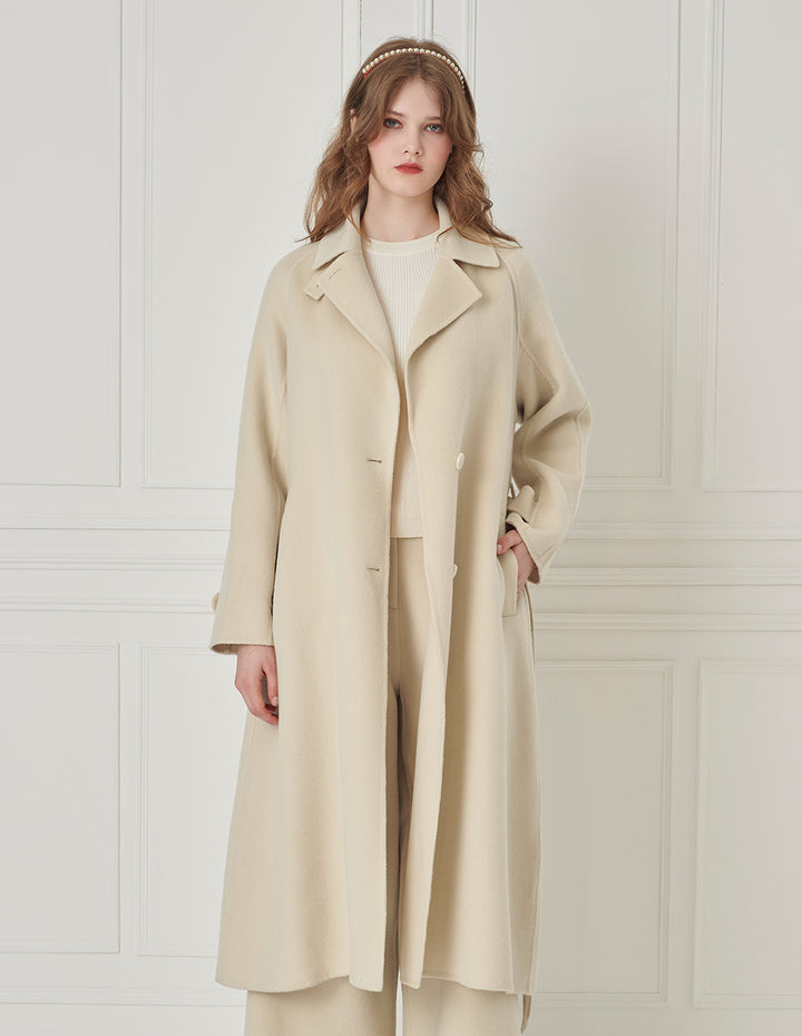BORA AKSU Standing Collar Waist-Tie Single-Breasted Wool Coat