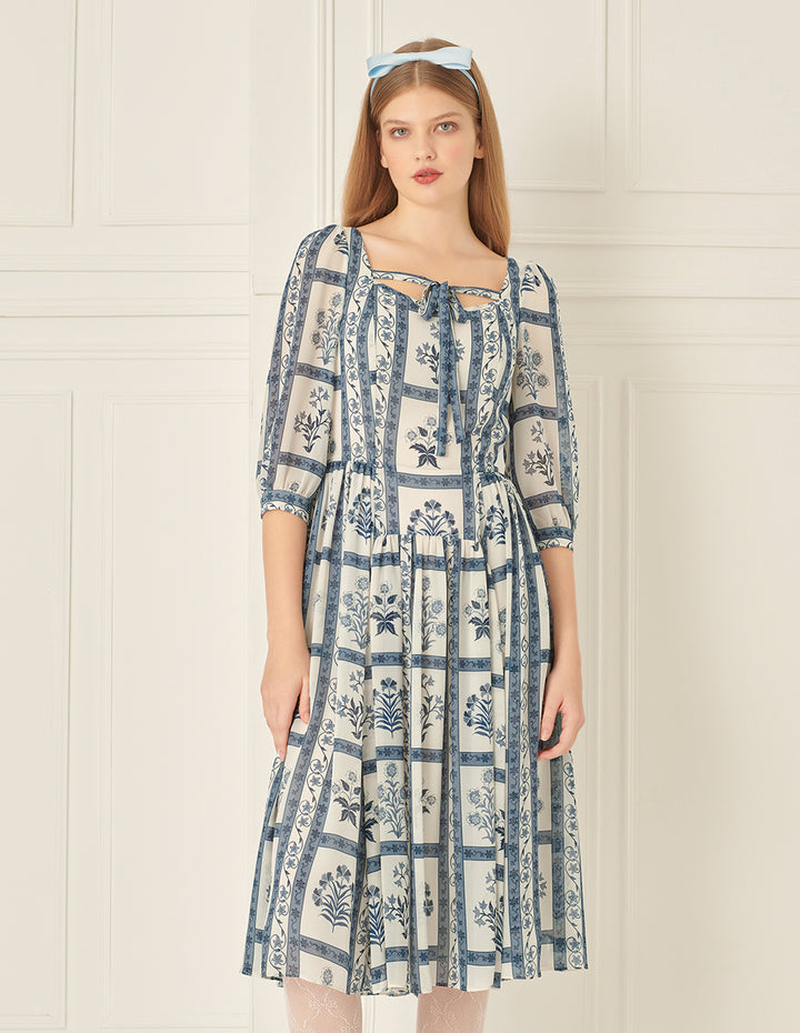 BORA AKSU Puff Sleeve Printed Dress