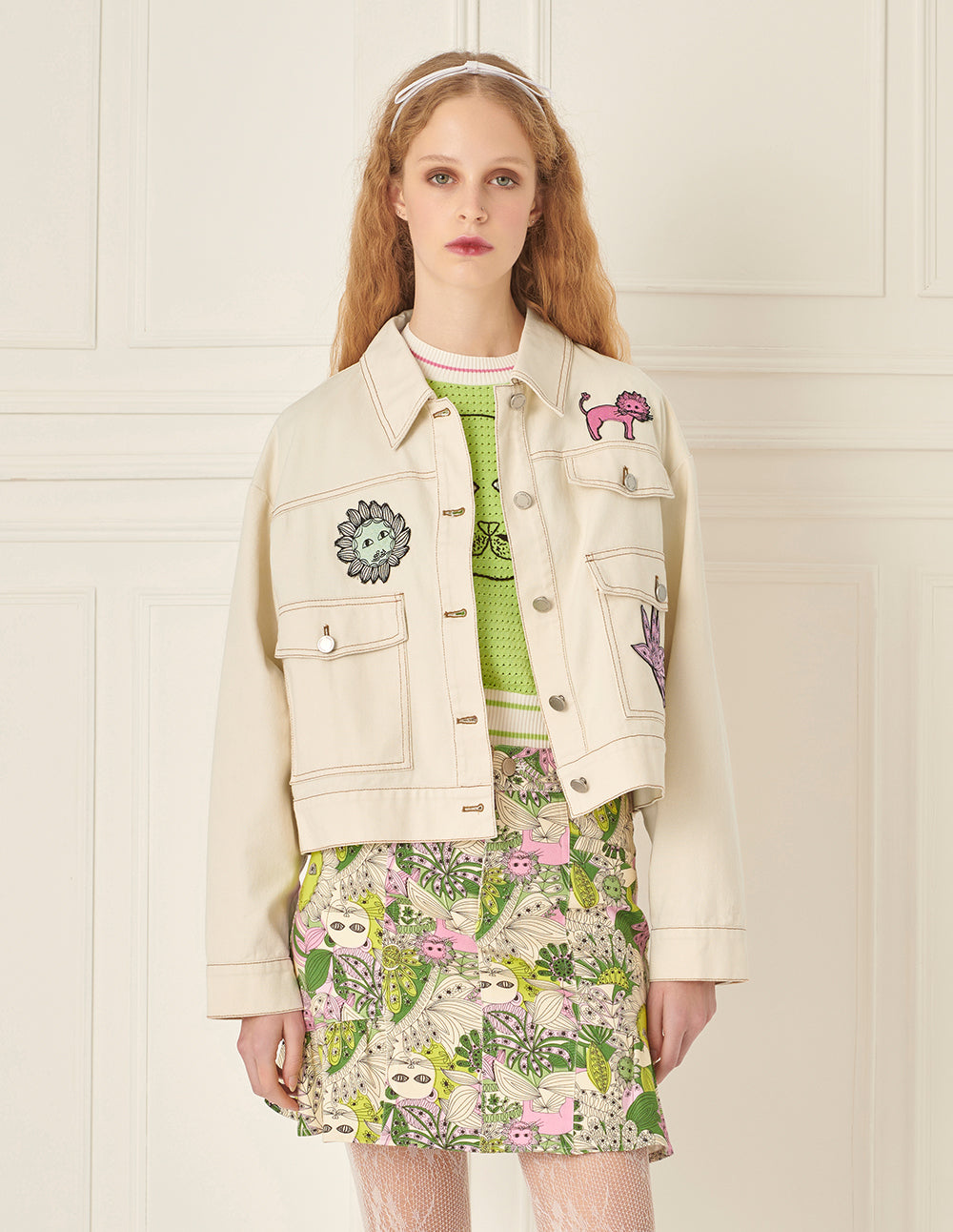 BORA AKSU Design Badge Patchwork Denim Jacket