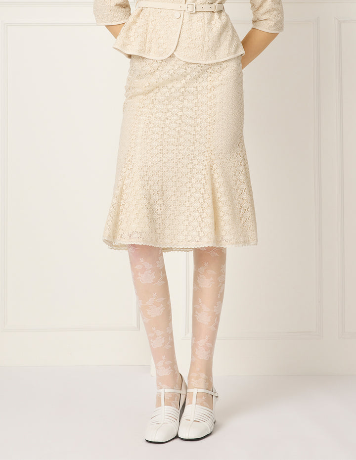 BORA AKSU Lace Knee-Length Fish Tail Skirt