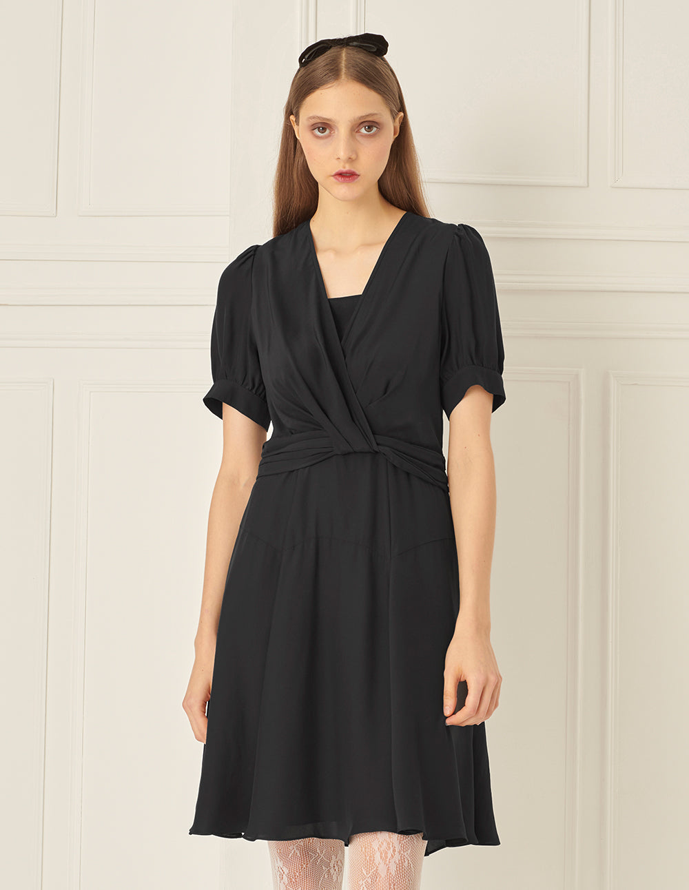 BORA AKSU Puff Sleeve Twist Waist Dress