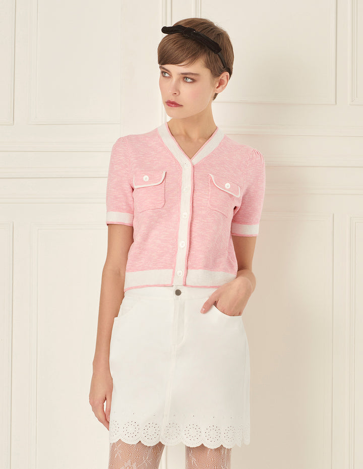 BORA AKSU Denim Embroidered Mini Skirt