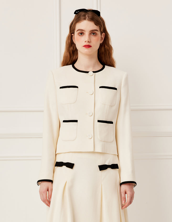 BORA AKSU Boxed Short Wool Jacket with 4 Pockets
