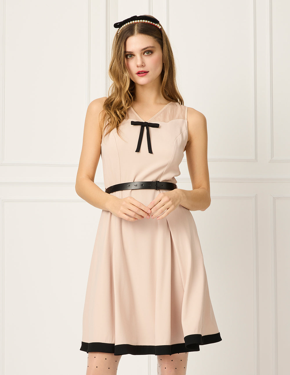 BORA AKSU V-Neck Sleeveless Gathered Waist Midi Dress