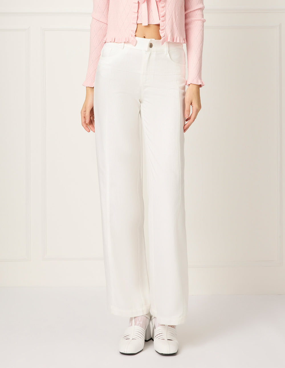 BORA AKSU Pure White Wide-Leg Pants