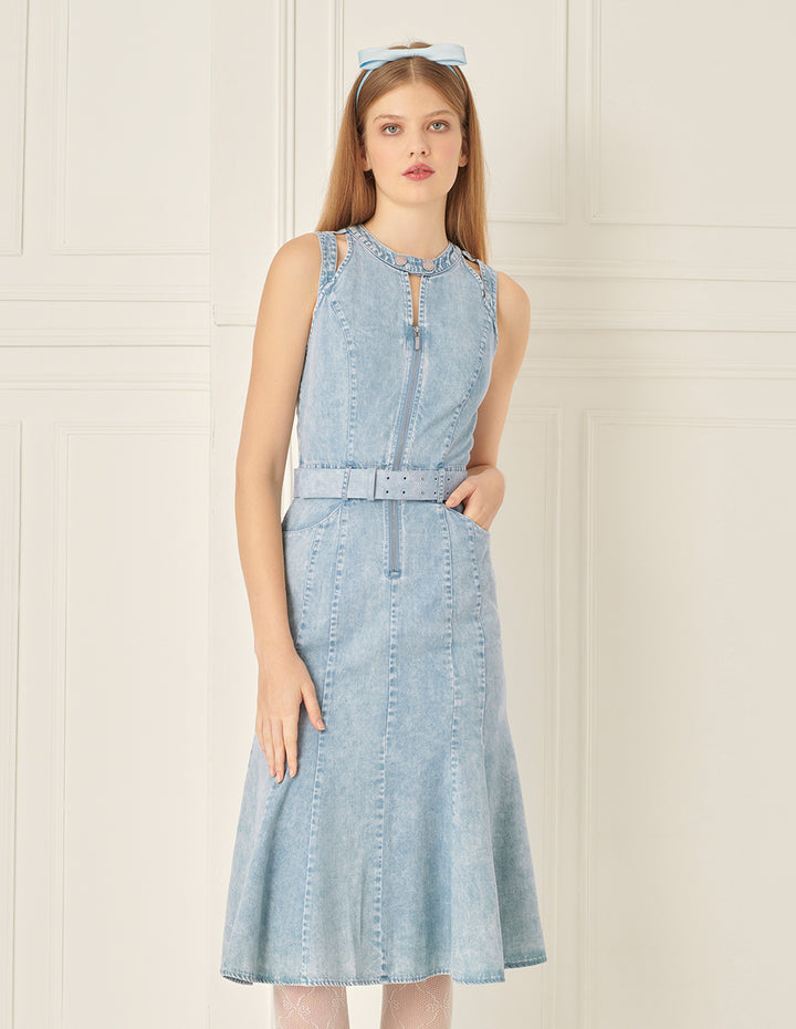 BORA AKSU Simple Waisted Denim Dress
