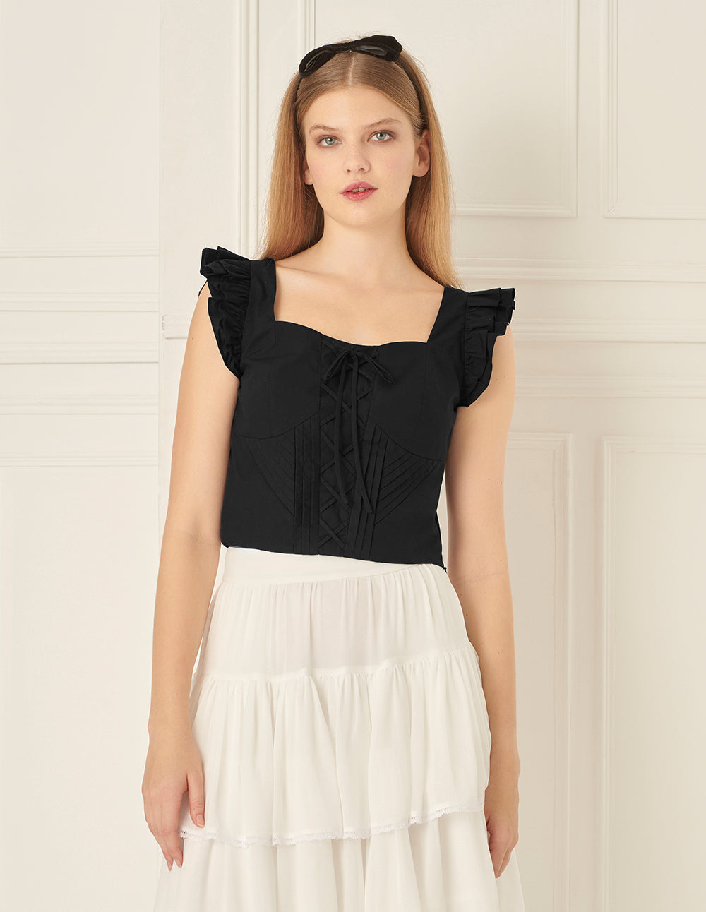 BORA AKSU Diamond Square Neck Strappy Top